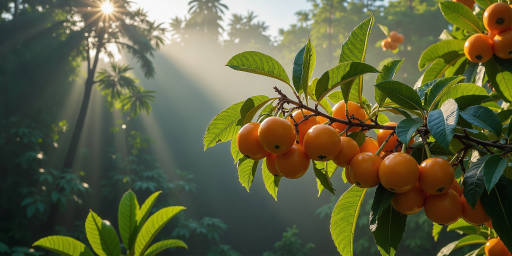 一个人在果园摘果实的照片，一位采摘者正在果树下采摘成熟的果实，阳光透过枝叶洒在身上，周围是丰收的景象